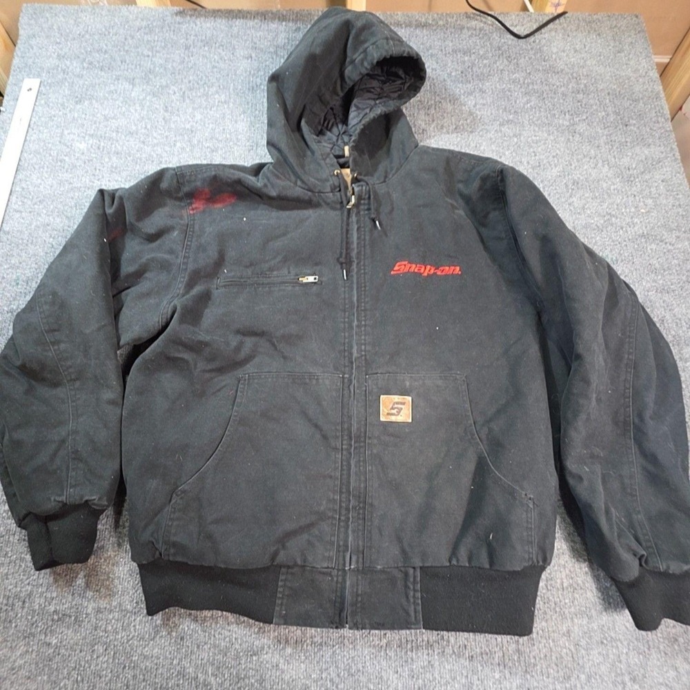 Snap-on Jacket Mens XL Black Canvas Hooded Insulated Full Zip Bomber Workwear
